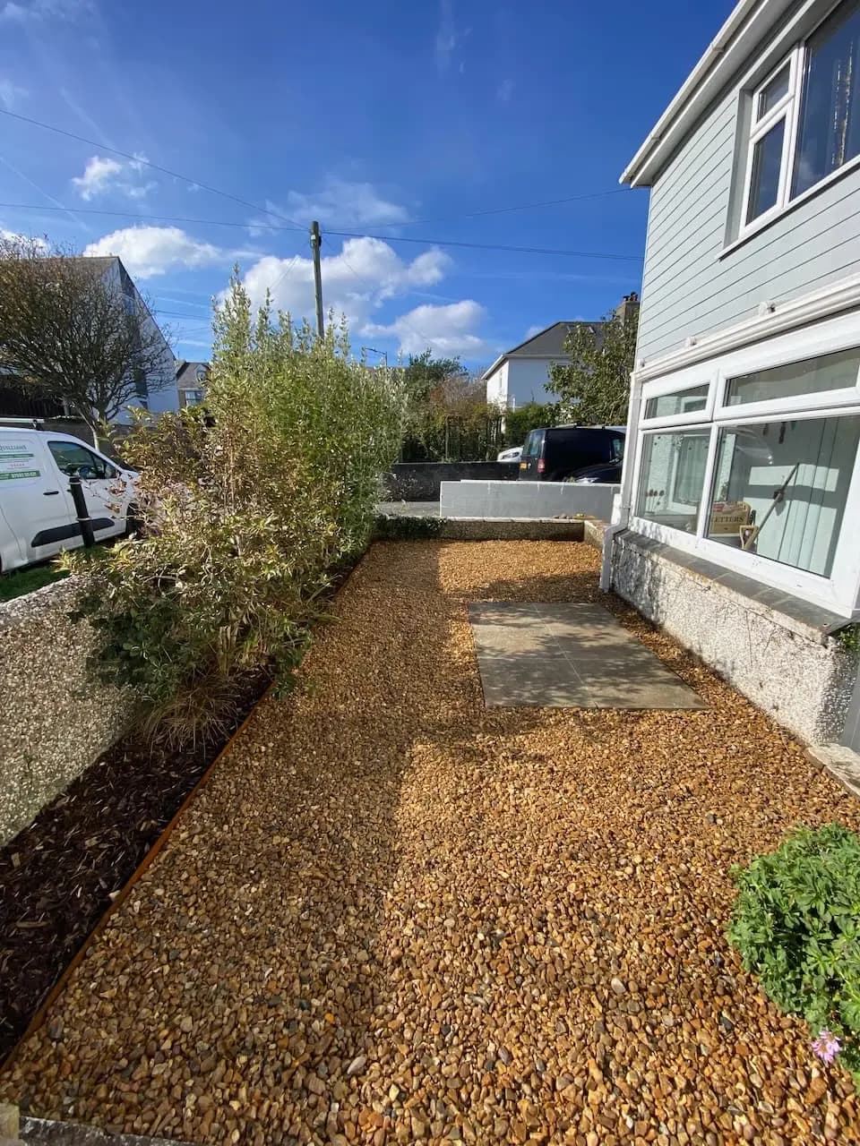 Finished gravel garden with patio