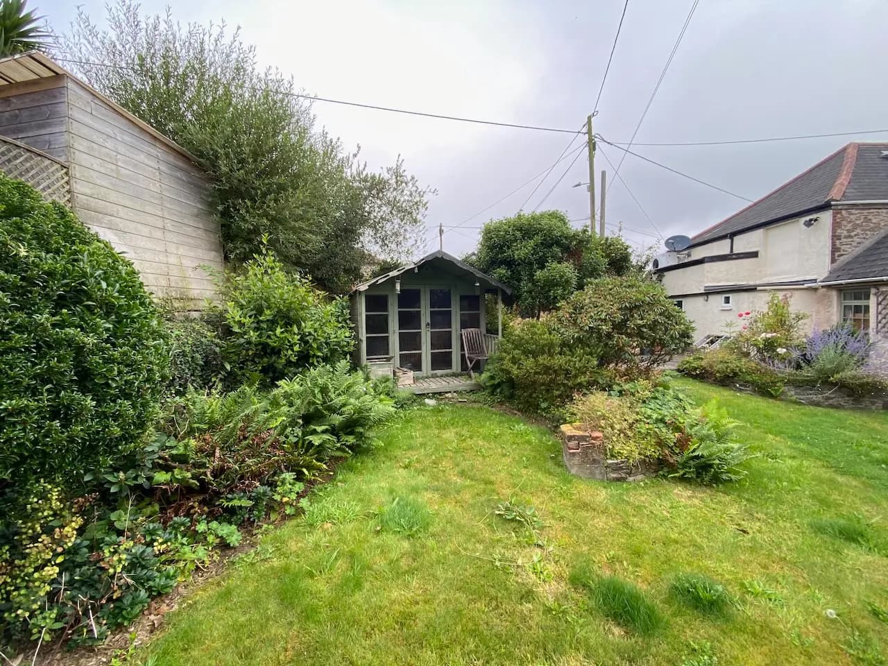 Messy garden with shed