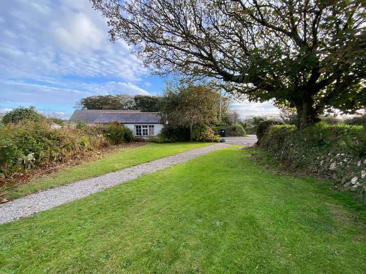 Garden with freshly cut hedges and a neat lawn